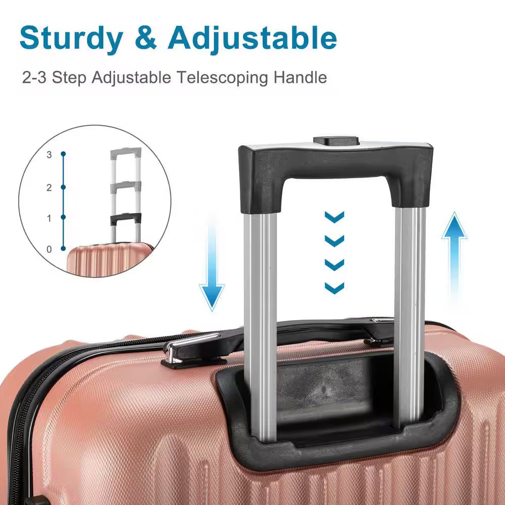 4-Piece Multifunctional Large Capacity Traveling Storage Suitcase Rose Gold