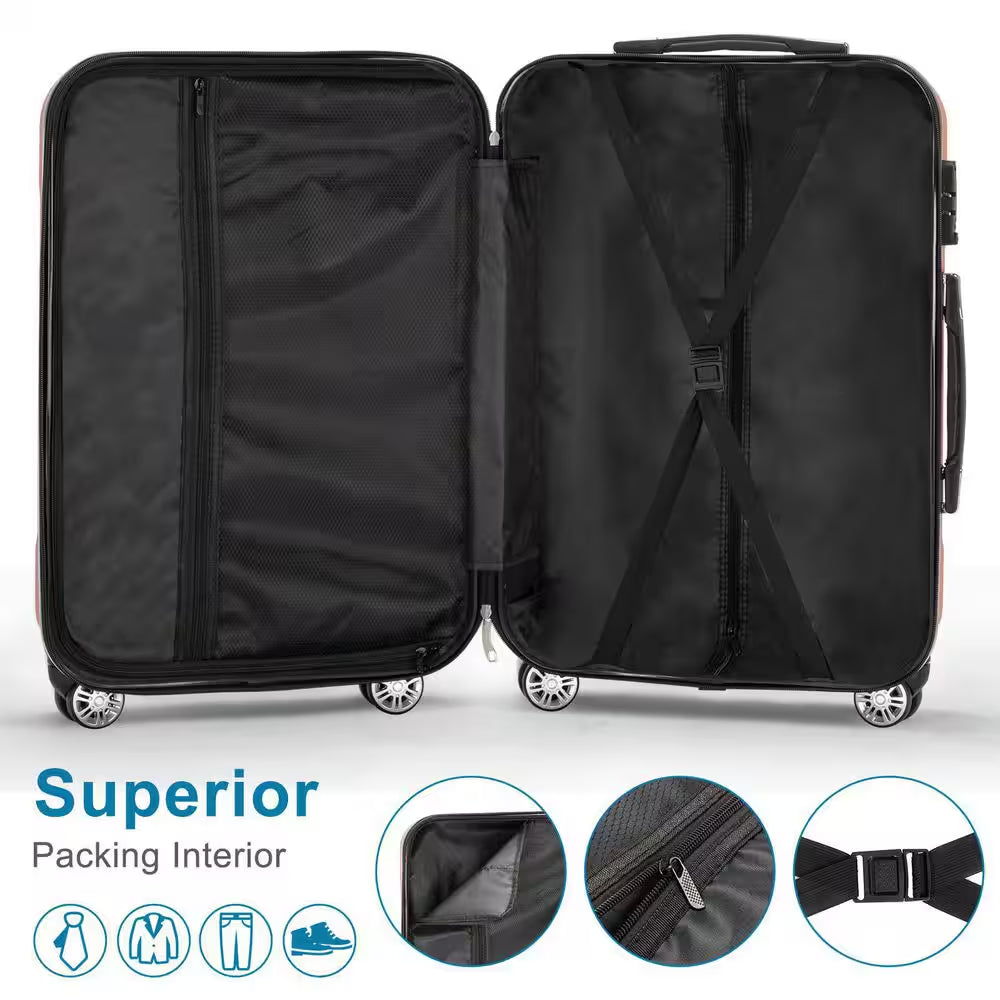 4-Piece Multifunctional Large Capacity Traveling Storage Suitcase Rose Gold