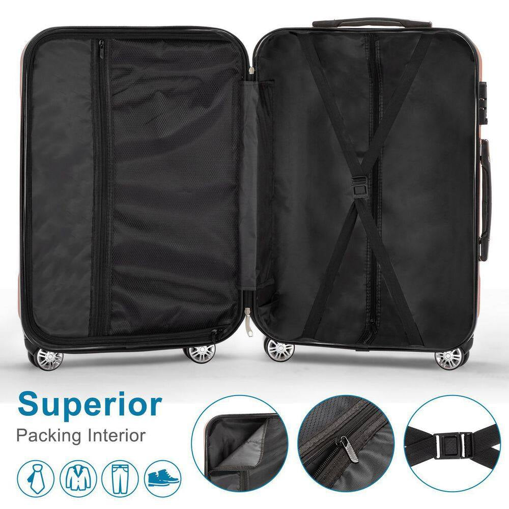 4-Piece Multifunctional Large Capacity Traveling Storage Suitcase Rose Gold