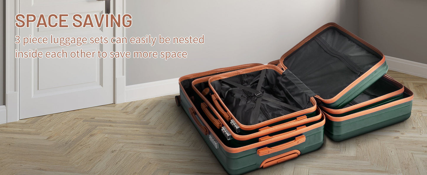 Luggage 5 Piece Set Suitcase, Deep Green