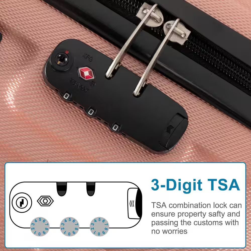 4-Piece Multifunctional Large Capacity Traveling Storage Suitcase Rose Gold
