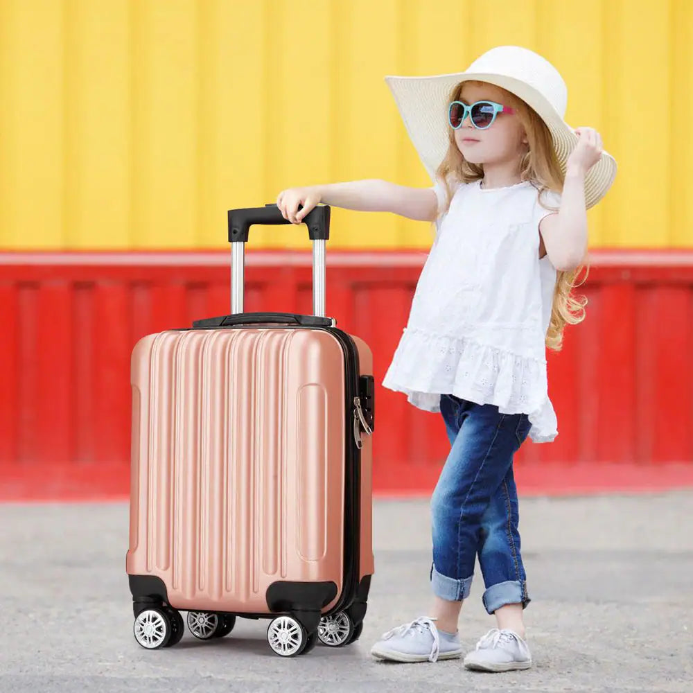 4-Piece Multifunctional Large Capacity Traveling Storage Suitcase Rose Gold