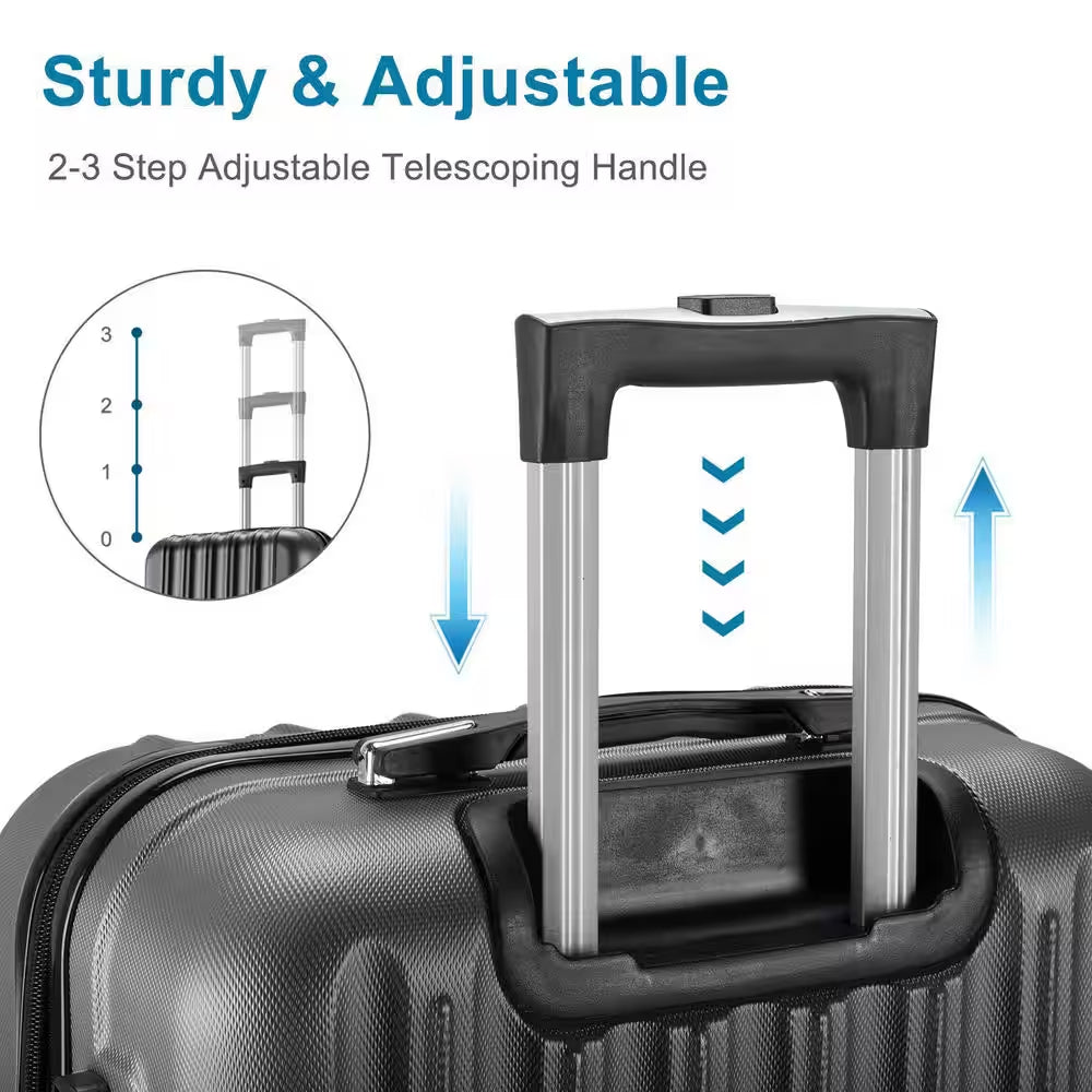 4-Piece Multifunctional Large Capacity Traveling Storage Suitcase Dark Grey