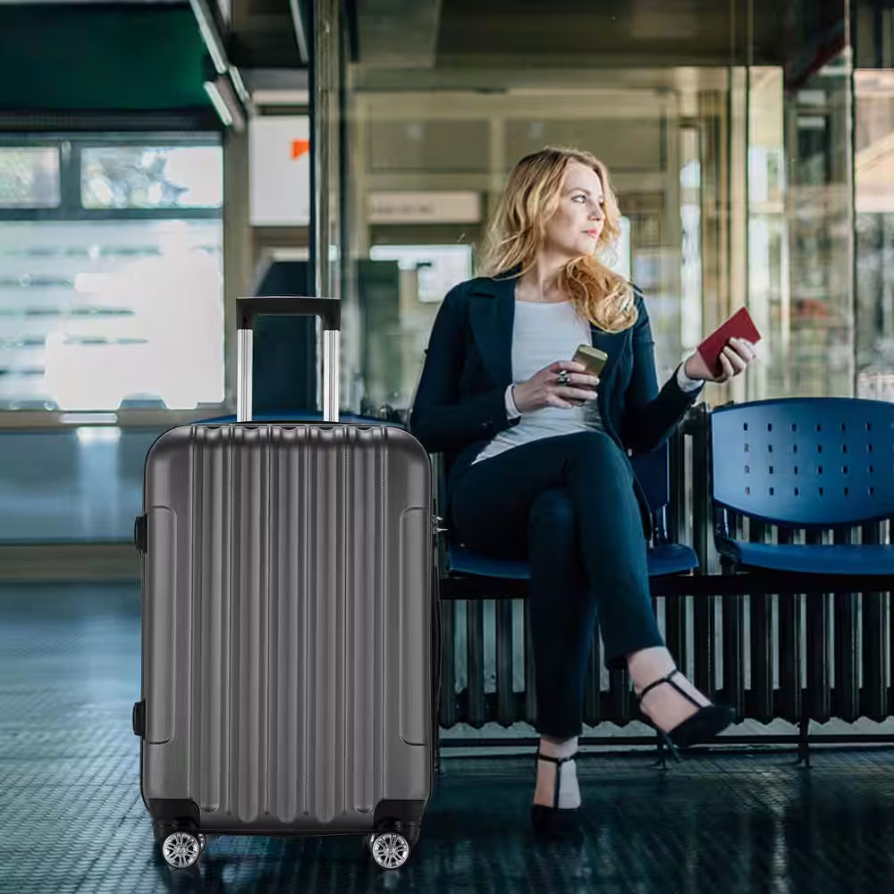 4-Piece Multifunctional Large Capacity Traveling Storage Suitcase Dark Grey