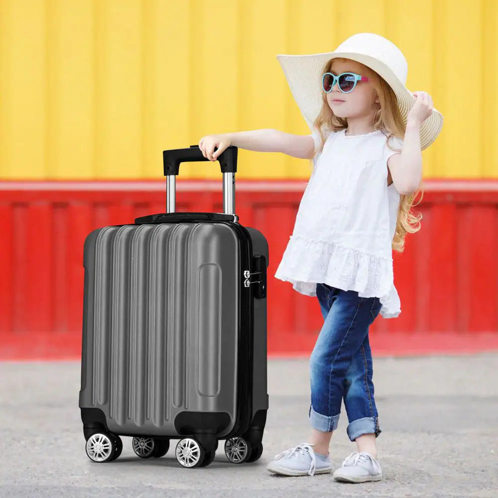 4-Piece Multifunctional Large Capacity Traveling Storage Suitcase Dark Grey