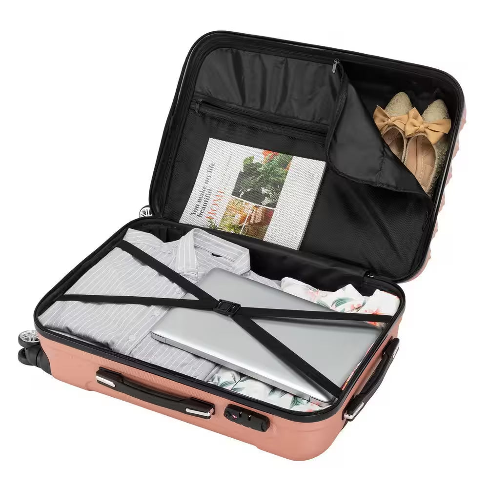 4-Piece Multifunctional Large Capacity Traveling Storage Suitcase Rose Gold