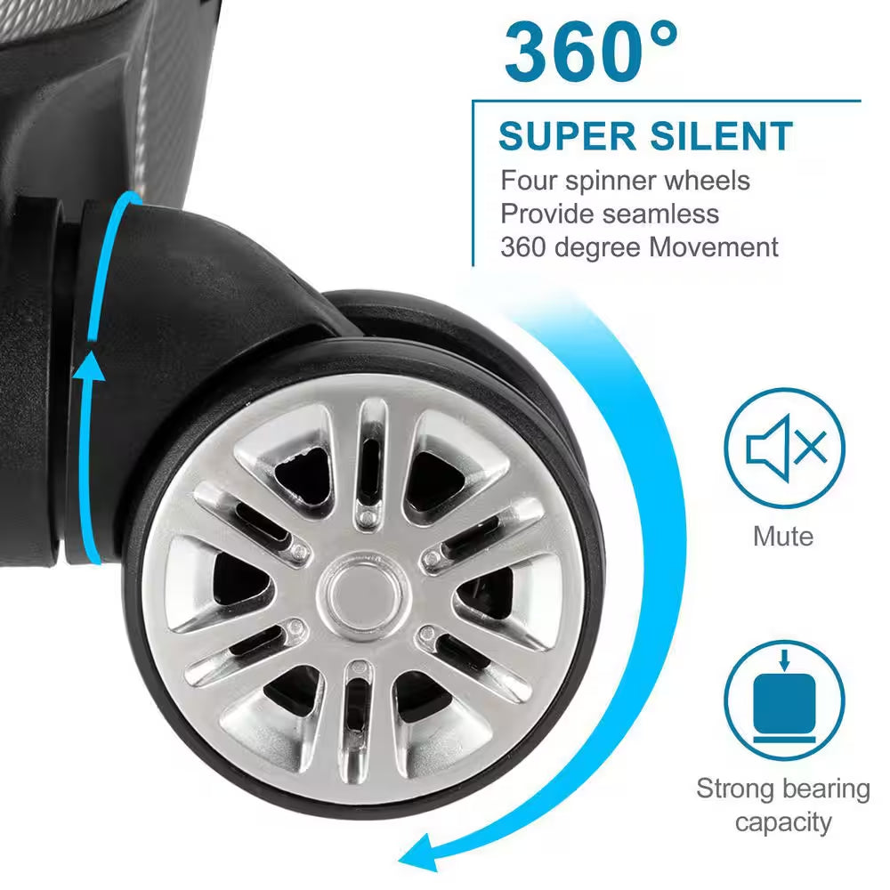 4-Piece Multifunctional Large Capacity Traveling Storage Suitcase Dark Grey