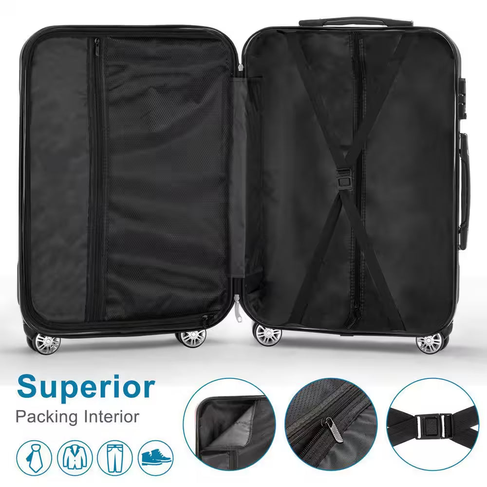 4-Piece Multifunctional Large Capacity Traveling Storage Suitcase Dark Grey
