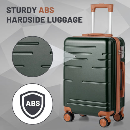 Luggage 5 Piece Set Suitcase, Deep Green