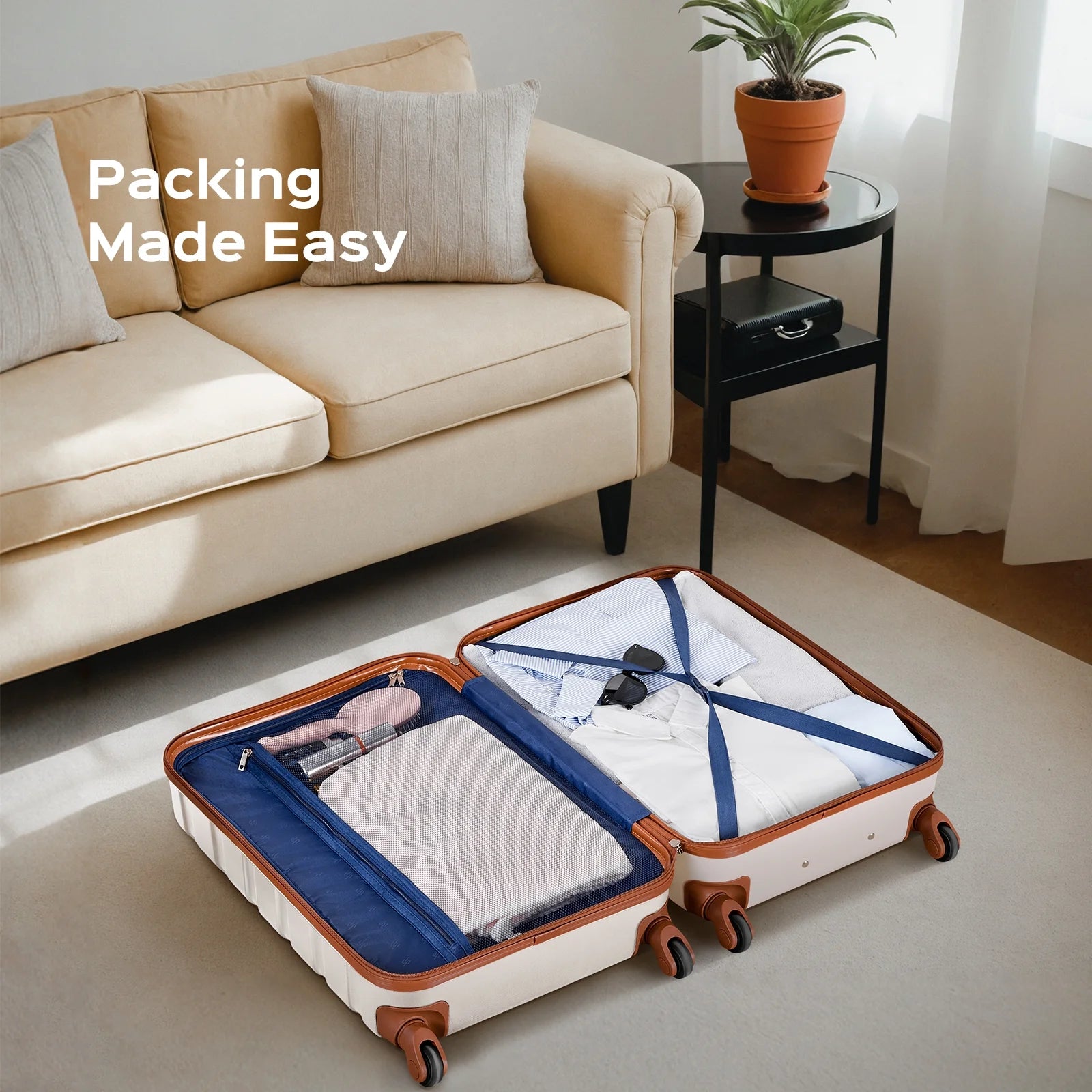 4 Pcs Travel Luggage Sets, 20 & 28 Inch 