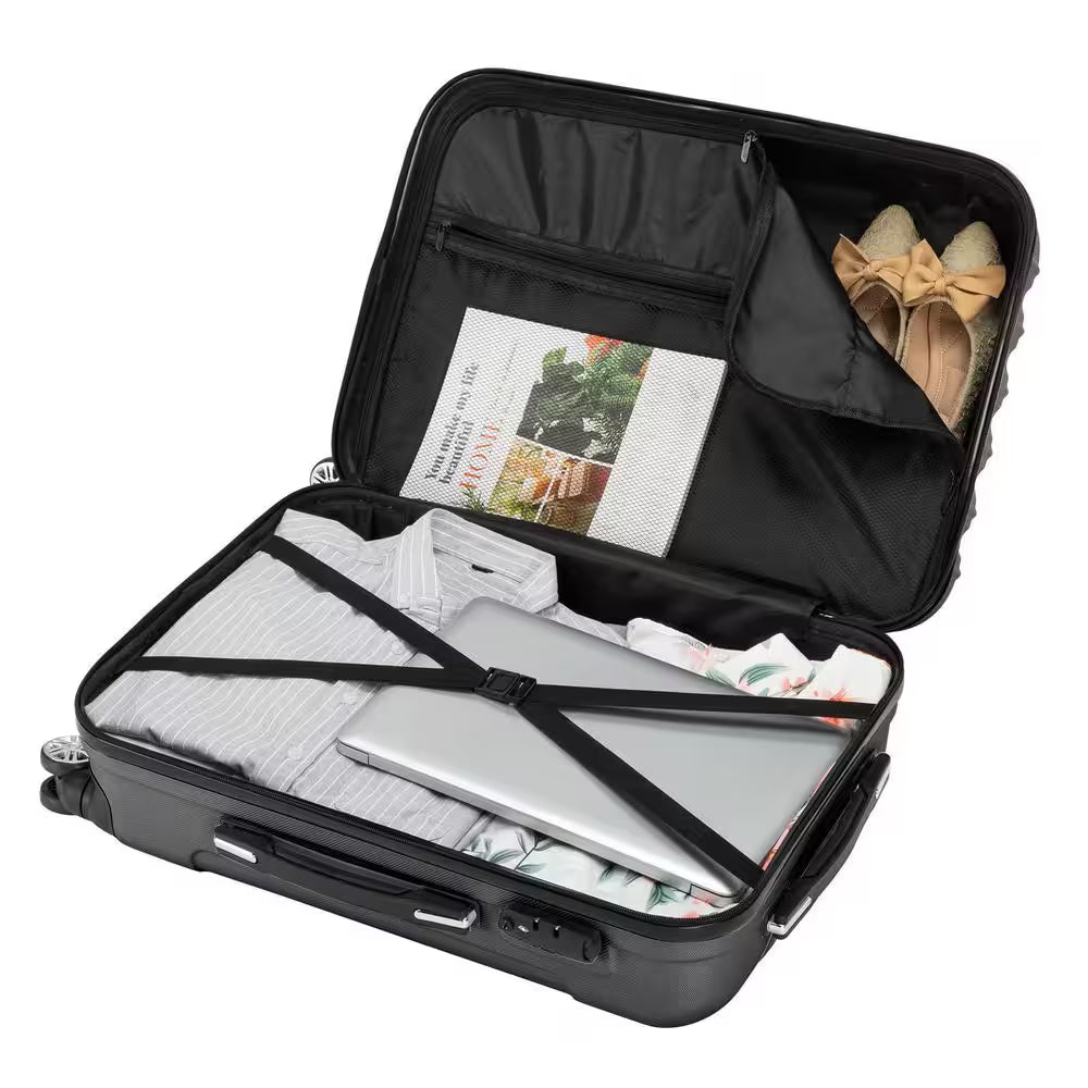 4-Piece Multifunctional Large Capacity Traveling Storage Suitcase Dark Grey