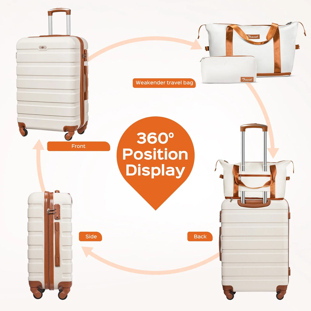 4 Pcs Travel Luggage Sets, 20 & 28 Inch 