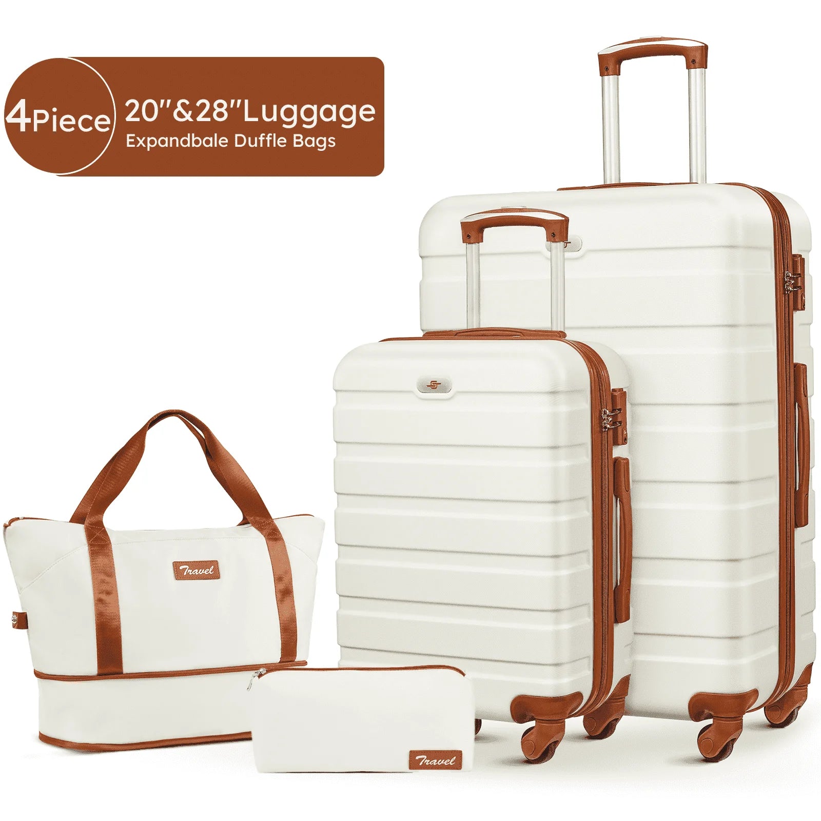 4 Pcs Travel Luggage Sets, 20 & 28 Inch 