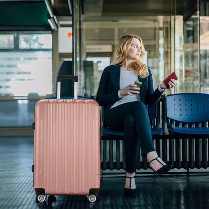 4-Piece Multifunctional Large Capacity Traveling Storage Suitcase Rose Gold