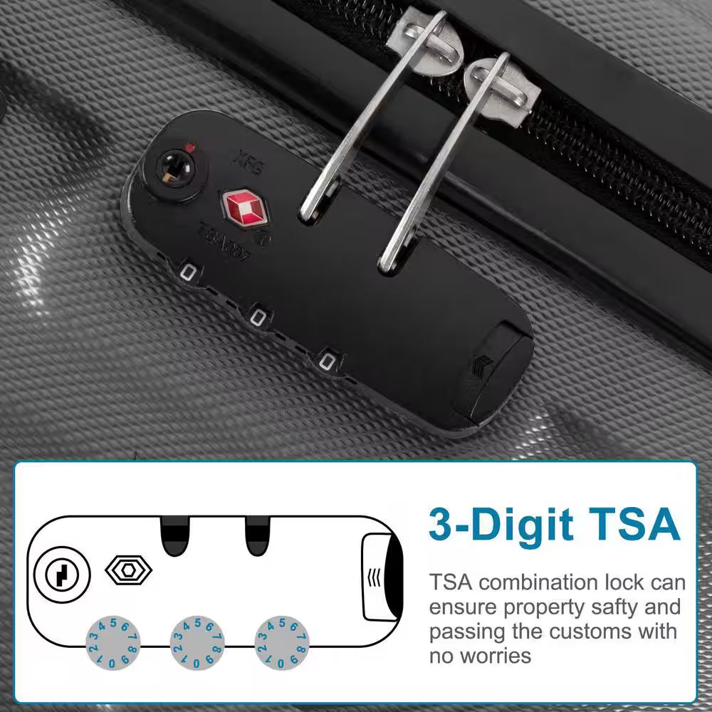 4-Piece Multifunctional Large Capacity Traveling Storage Suitcase Dark Grey