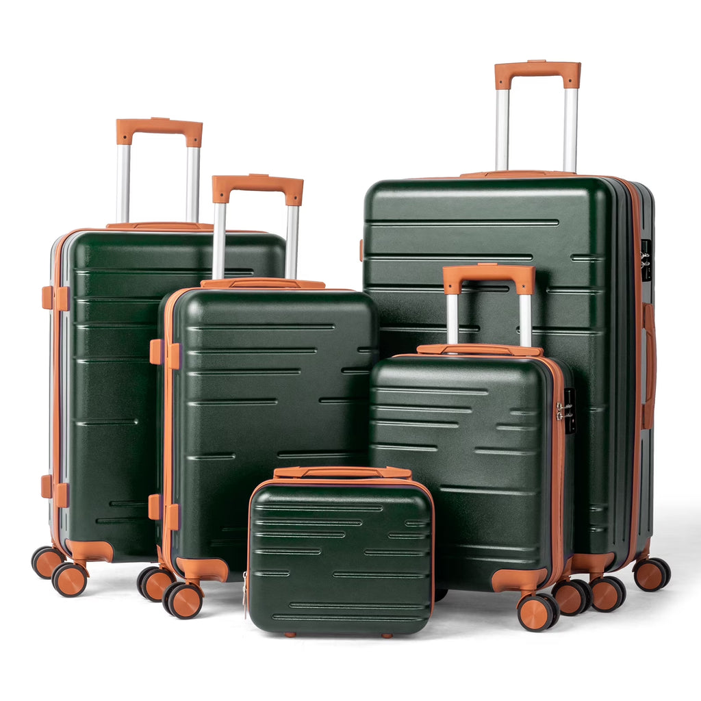 Luggage 5 Piece Set Suitcase, Deep Green