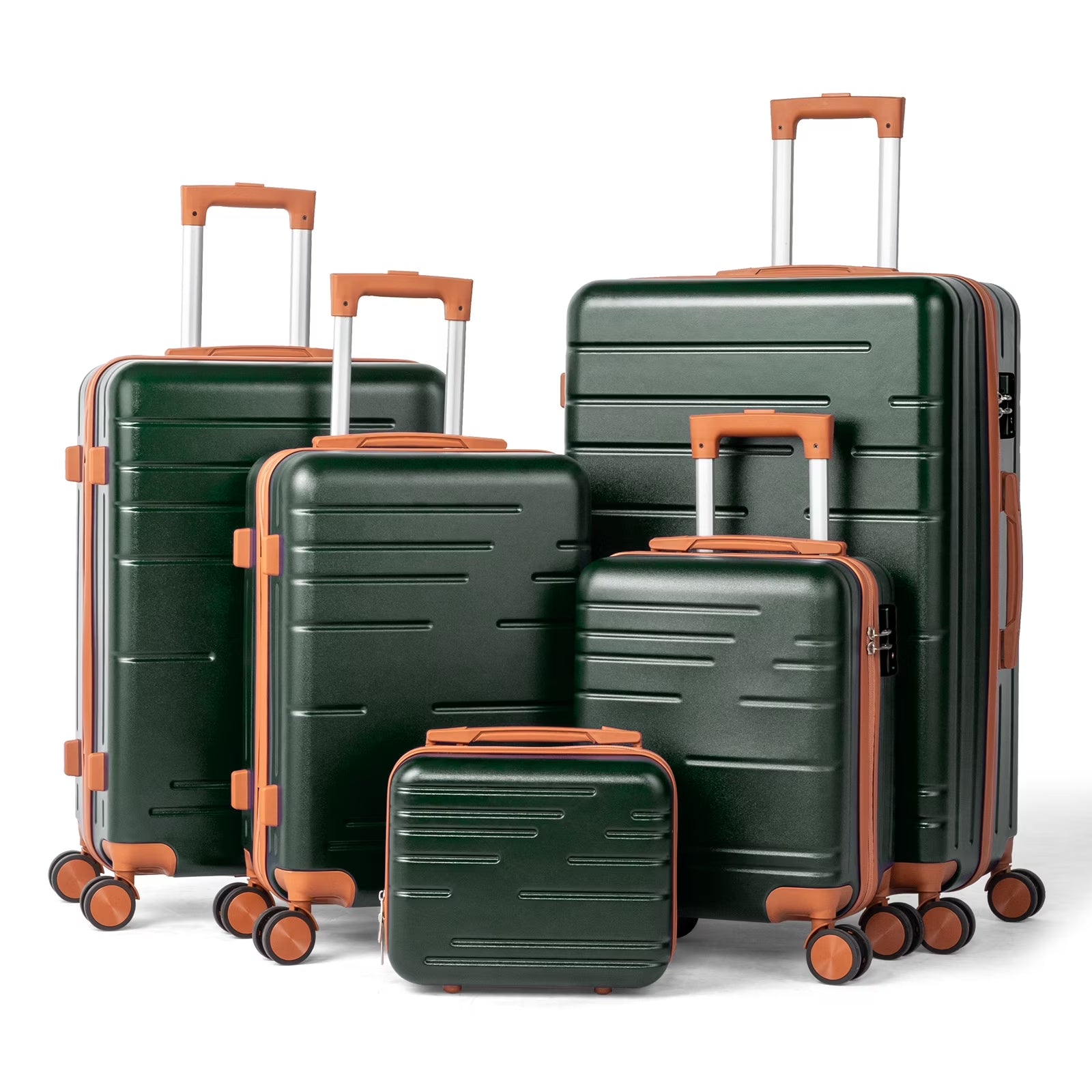 Luggage 5 Piece Set Suitcase, Deep Green