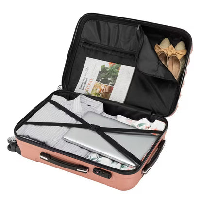 4-Piece Multifunctional Large Capacity Traveling Storage Suitcase Rose Gold