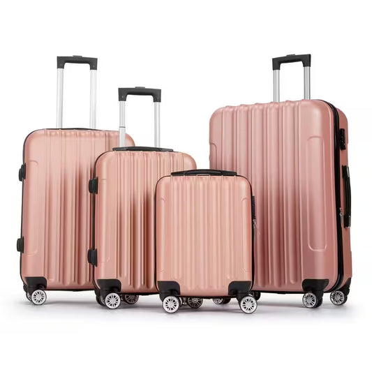 4-Piece Multifunctional Large Capacity Traveling Storage Suitcase Rose Gold